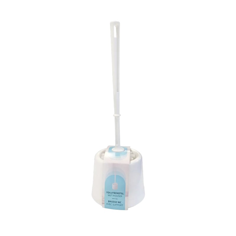 Garniture WC blanche - Petit pot rond avec brosse